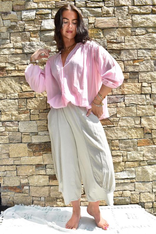 Shayle Indian Cotton Smock Shirt Sugar